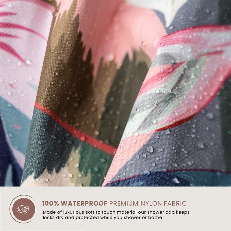 SMPL objects Reusable Shower Cap for Women Reusable Waterproof â€“ Leakproof, Nonslip Hair Cap for Shower Flexiband â€“ Soft, Breathable, Durable Christmas Shower Caps by SMPL OBJECTS (Tropical) - Image 5